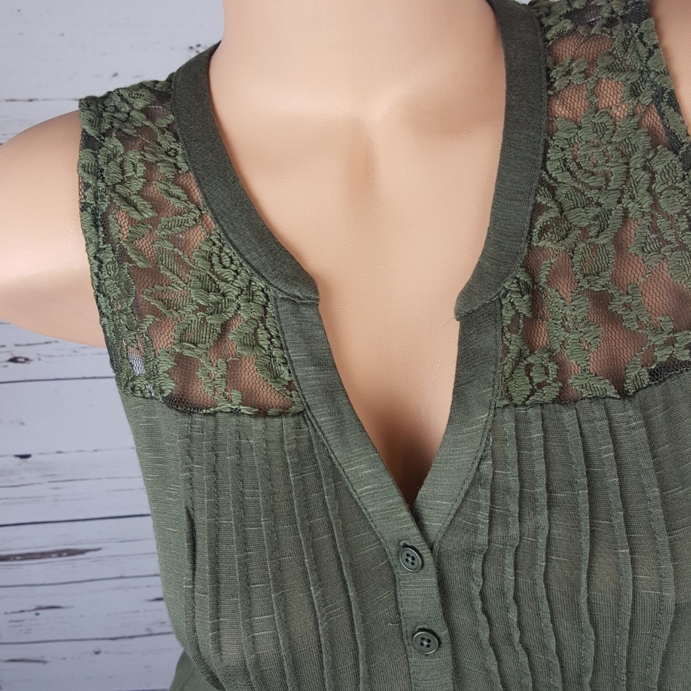 American Rag | Handkerchief Hem Lace Inset Tank - Picture 8 of 8